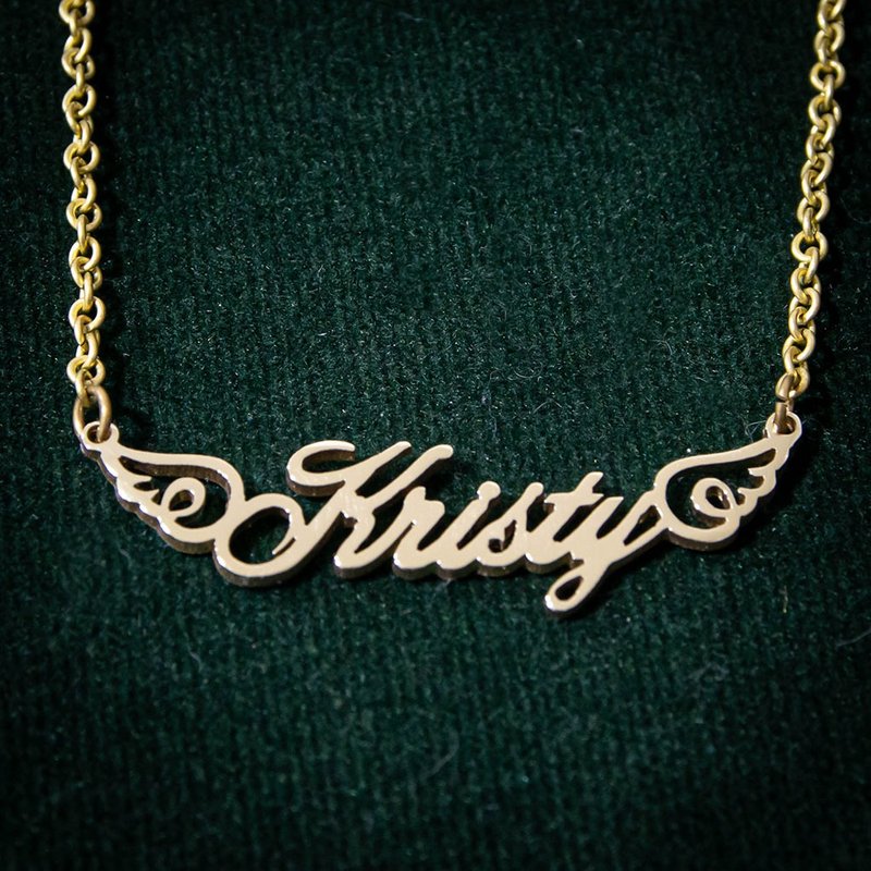 Made to order-Handmade custom name necklce with small cute wing - 項鍊 - 其他材質 銀色