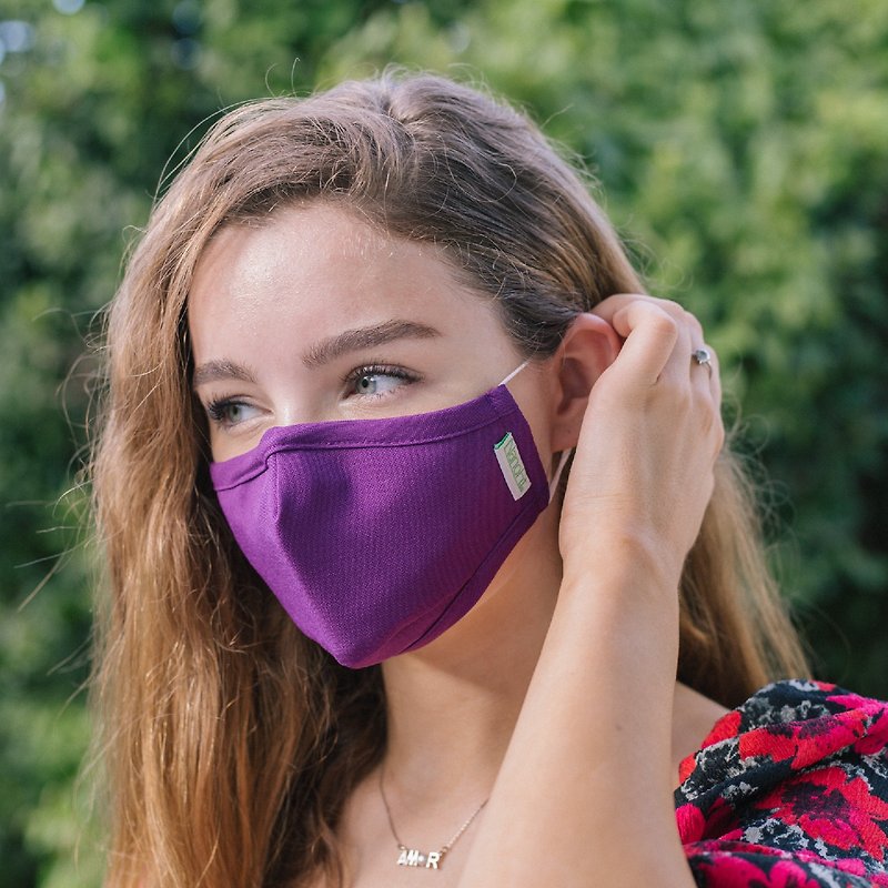 其他人造纖維 口罩/口罩收納套 多色 - 3D立體透氣可重用可洗125次三層布口罩內置濾芯紫色
