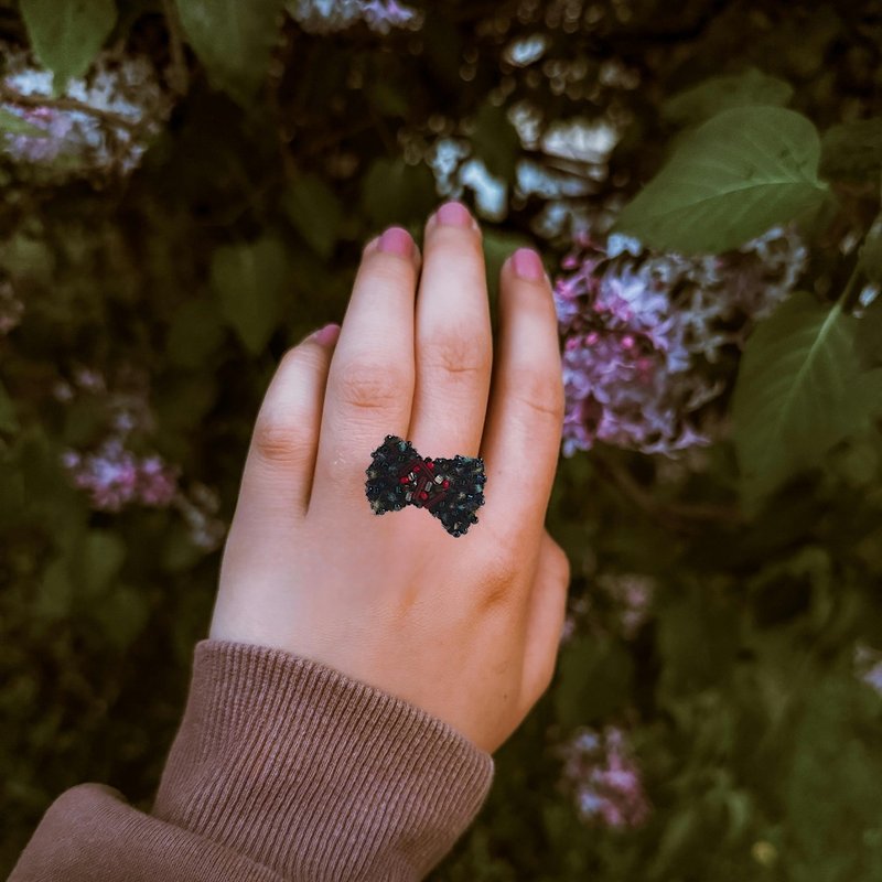 思い出     羊毛画の指輪 - 戒指 - 羊毛 黑色