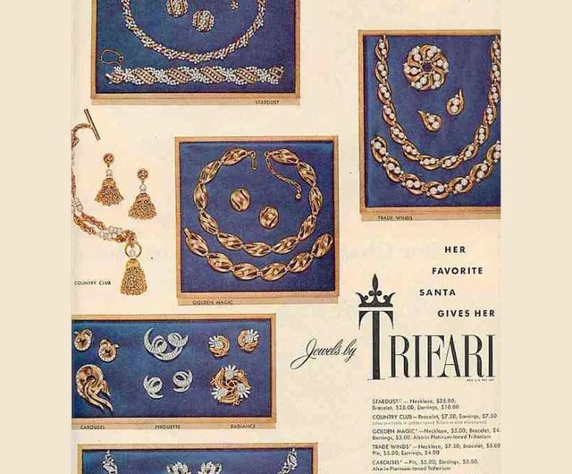 ♛︎TRIFARI ヴィンテージブローチ&イヤリングセット9526 Trifari（トリファリ）ブローチ「Art Deco Leaf」 ／ヴィンテージ