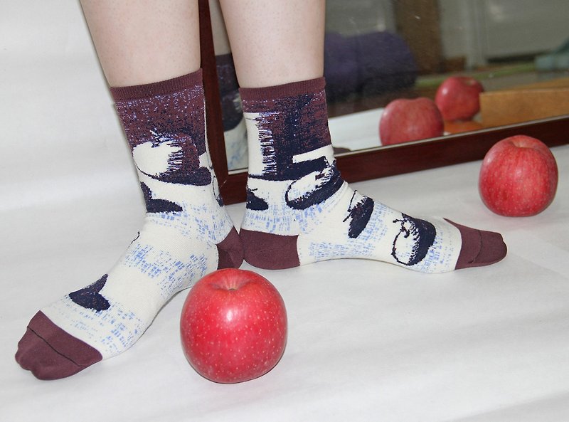 50 Shades of Apple _ Purple, ivory crew socks/ casual socks - Socks - Cotton & Hemp Purple