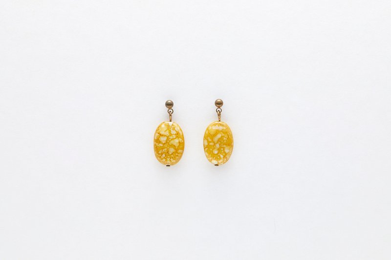 蜂蜜芥末派對耳環 - 耳環/耳夾 - 半寶石 黃色