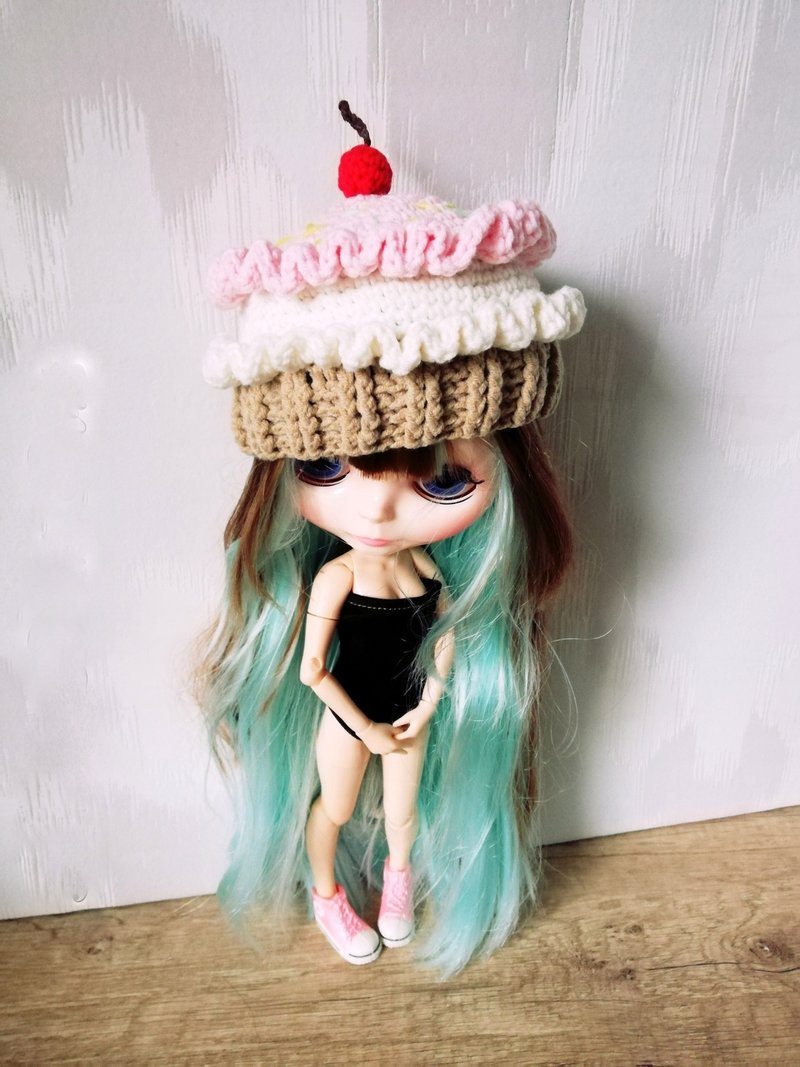 Blythe hat crochet Cupcake - Stuffed Dolls & Figurines - Cotton & Hemp Pink