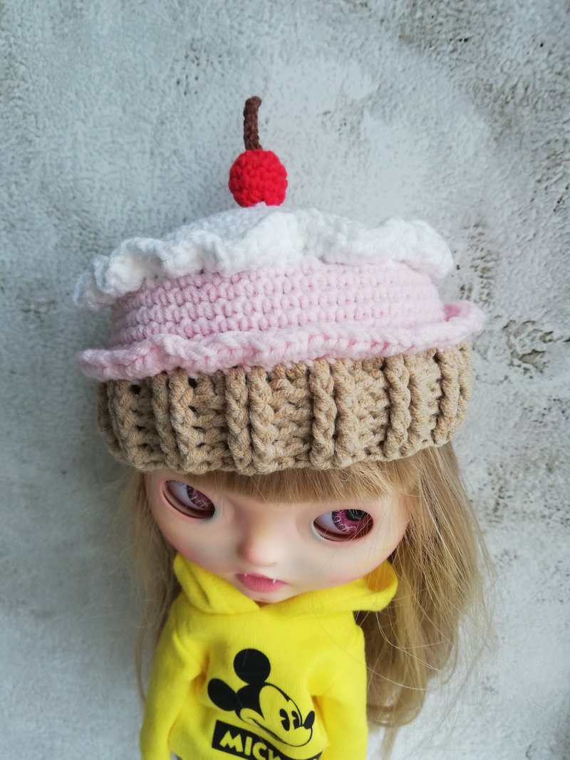 Blythe hat crochet Cupcake - 玩偶/公仔 - 棉．麻 粉紅色