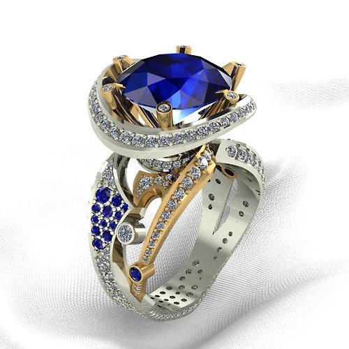 Helennar's Jewelry Studio 3D-model jewelry ring for a 5ct gemstone and 276 diamonds. R16.7