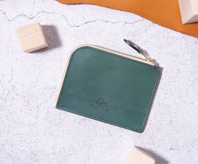Lジップコインウォレット/ダークグリーン/刻印無料 - ショップ