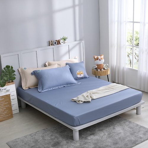 家適居家寢飾生活館 柴語錄-床包枕套組-太空人淺藍-萊賽爾-正版授權-台灣製造