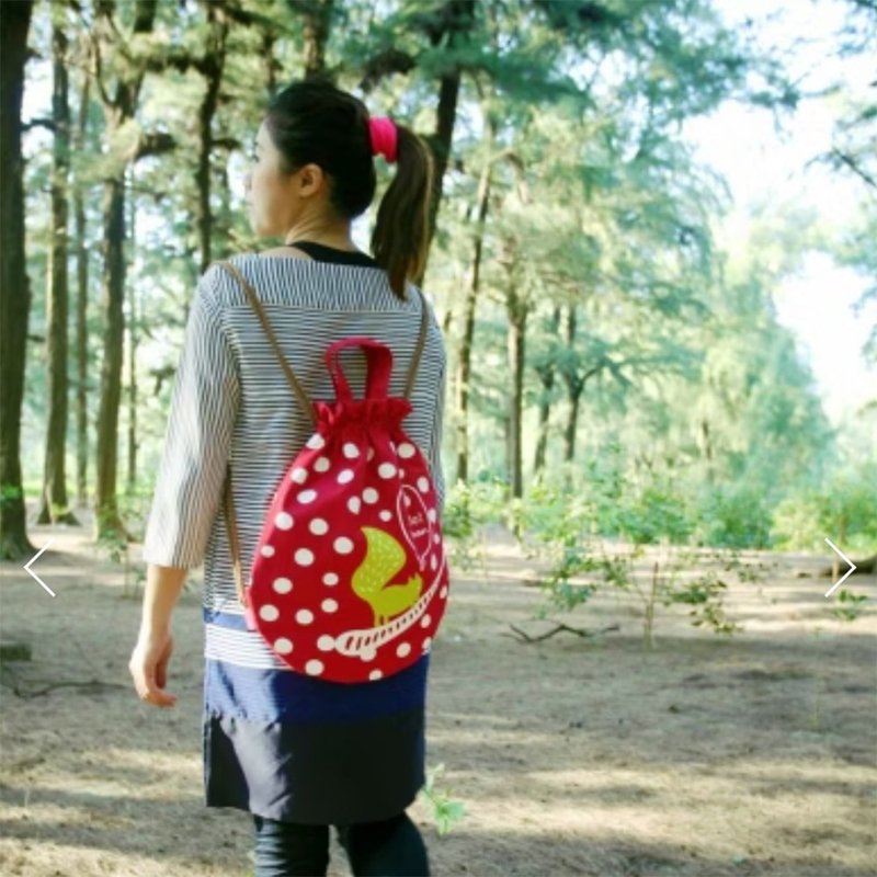 Big whale drawstring backpack - กระเป๋าหูรูด - ผ้าฝ้าย/ผ้าลินิน 