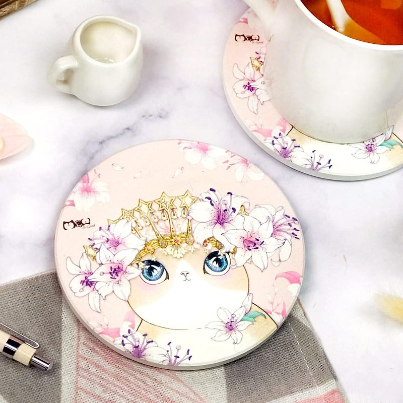 Ceramics | Absorbent Coaster | Hot or Cold-Peach Pink Little Girlfriend - Coasters - Porcelain Pink