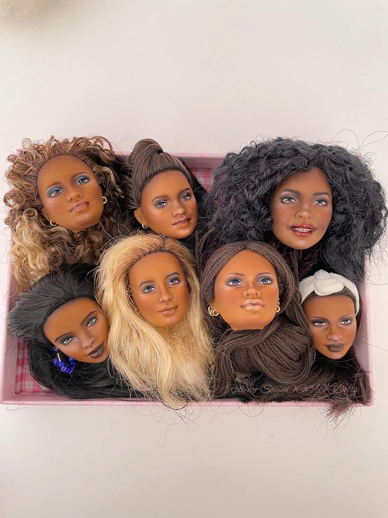 OOAK Barbie Head Only Custom Repaint Art Doll - ตุ๊กตา - พลาสติก หลากหลายสี