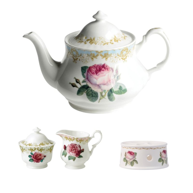 英國 RK | Vintage Roses 古典玫瑰園 經典套組 1000 ml x 糖奶罐 - 茶壺/茶杯/茶具 - 瓷 