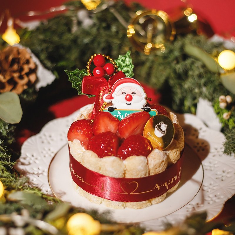 A must-eat for Christmas | Doge Mila│Christmas version-Strawberry Mousse Cake (4 inches) | Strawberry Season - Cake & Desserts - Fresh Ingredients Red