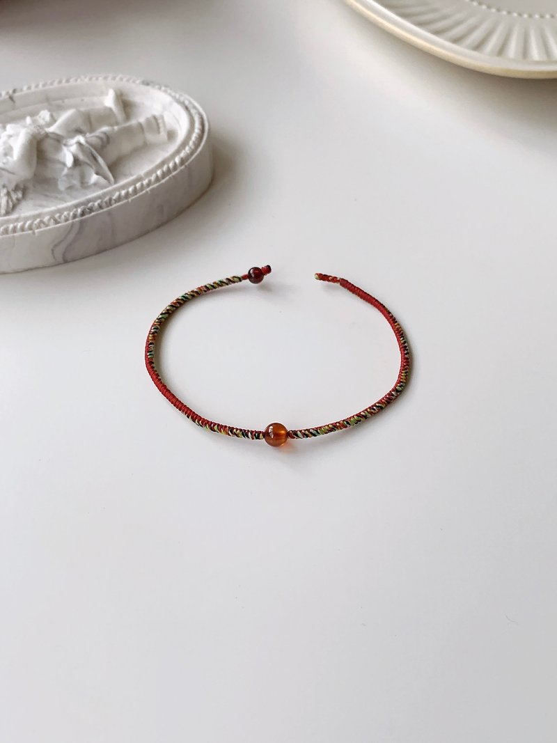 橙石榴石 極細 蠟線 金剛結 / 重拾希望 - 手鍊/手環 - 其他材質 紅色