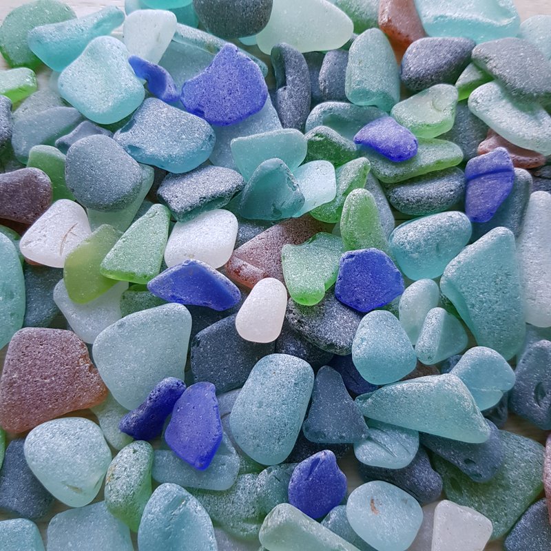 Bulk sea glass Authentic multicolored seaglass pieces Mixed size 1 pound - งานเซรามิก/แก้ว - แก้ว หลากหลายสี