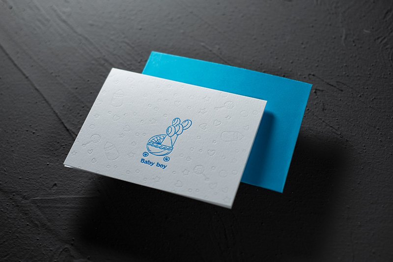 男の子赤ちゃんグリーティングカード活版印刷/活版印刷 - カード・はがき - 紙 パープル
