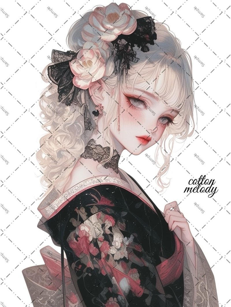 original sticker no.1877 人物ステッカー オリジナルステッカー オリジナル人物ステッカー 装飾ステッカー cotton melody - 貼紙 - 紙 
