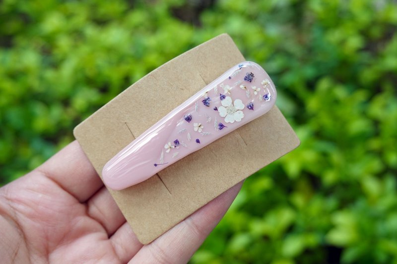 [Pink Talk Morning Light] Handmade glue hair clip - Hair Accessories - Resin Pink