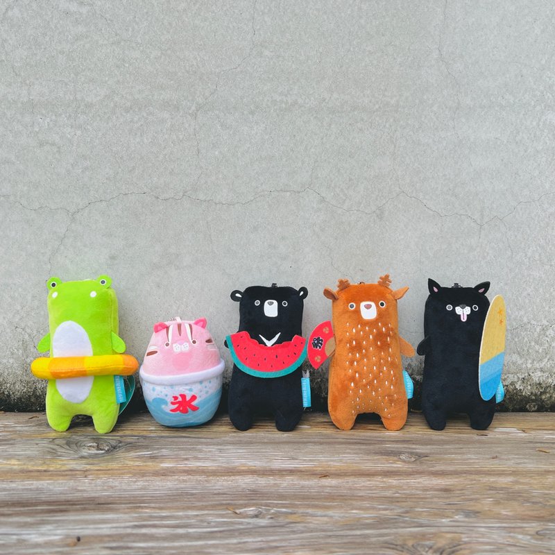 Taiwanimal Bay A Moji_Plush Doll Pendant (Summer Festival Series) - พวงกุญแจ - เส้นใยสังเคราะห์ หลากหลายสี