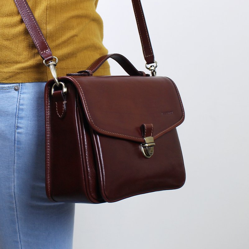 Brown Veg Tan Leather Crossbody Satchel - Messenger Bags & Sling Bags - Genuine Leather Brown