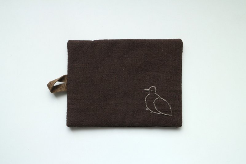 Embroidered Coaster/Bird - ที่รองแก้ว - ผ้าฝ้าย/ผ้าลินิน ขาว