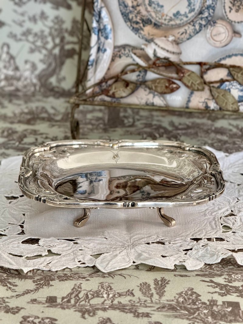 40859-Astonishingly beautiful French antique silver-plated high-foot plate - Plates & Trays - Silver 