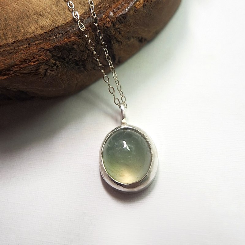 Shiqing Metalwork | Prehnite Stone Silver| - สร้อยคอ - เงินแท้ สีเงิน