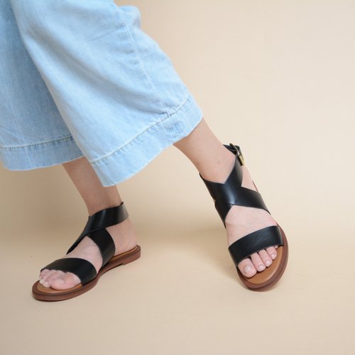 【サンプル販売】クロスサンダル P01ブラック-クリアランスのみ販売後の交換となります