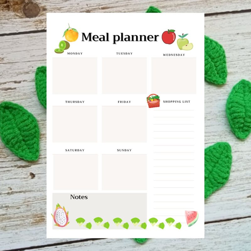 Digital Planner To Do List Meal Planner Downloadable File PDF Print 8.5x11 in - 其他數位商品 - 其他材質 