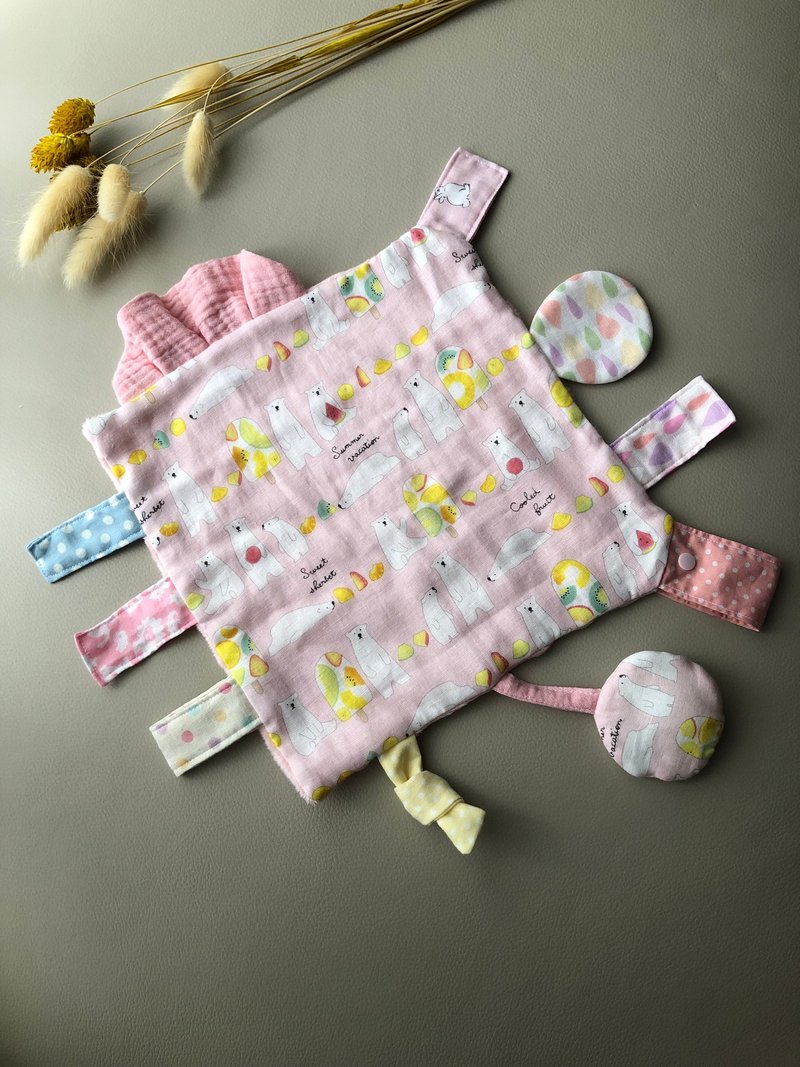 Baby learning comfort towel - fruit popsicle polar bear (pink) bib newborn gift - ของเล่นเด็ก - ผ้าฝ้าย/ผ้าลินิน สึชมพู