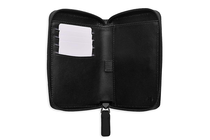 INE Zipper Bifold Wallet in Black - Wallets - Genuine Leather Black