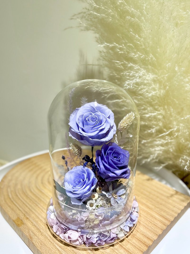 永生玫瑰玻璃花瓶 - 乾花/永生花 - 植物．花 多色