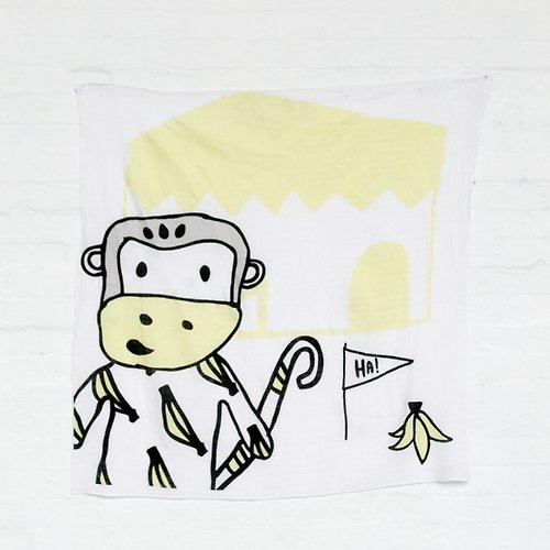 Kippins 有機棉包巾-史利特小猴 SPLITS MUSLIN