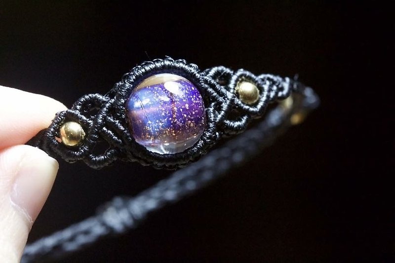 星夜 Macrame 手織手帶  - 手鍊/手環 - 玻璃 紫色