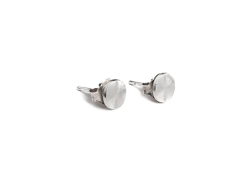 純銀 雕刻 漣漪 水波 手工 耳環 silver earrings hand-engraved ripple - 耳環/耳夾 - 其他金屬 銀色