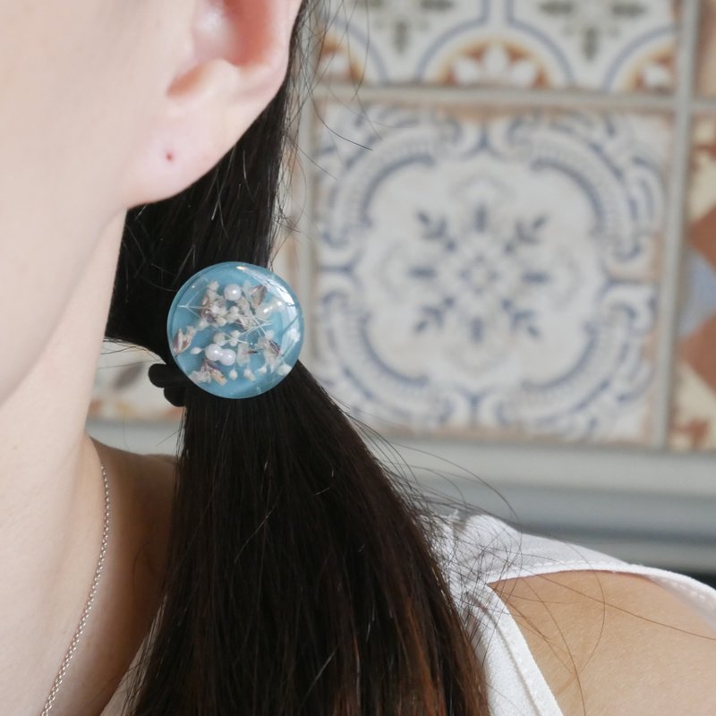 【花漾髮圈】莫蘭迪系列_藍色 - 髮夾/髮圈 - 樹脂 