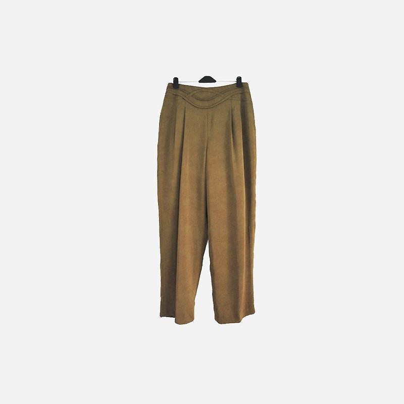 Dislocated vintage / mustard green trousers no.753 vintage - กางเกงขายาว - เส้นใยสังเคราะห์ สีนำ้ตาล