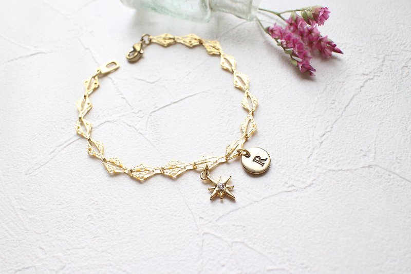 Shining-Letter brass bracelet - Bracelets - Copper & Brass Gold