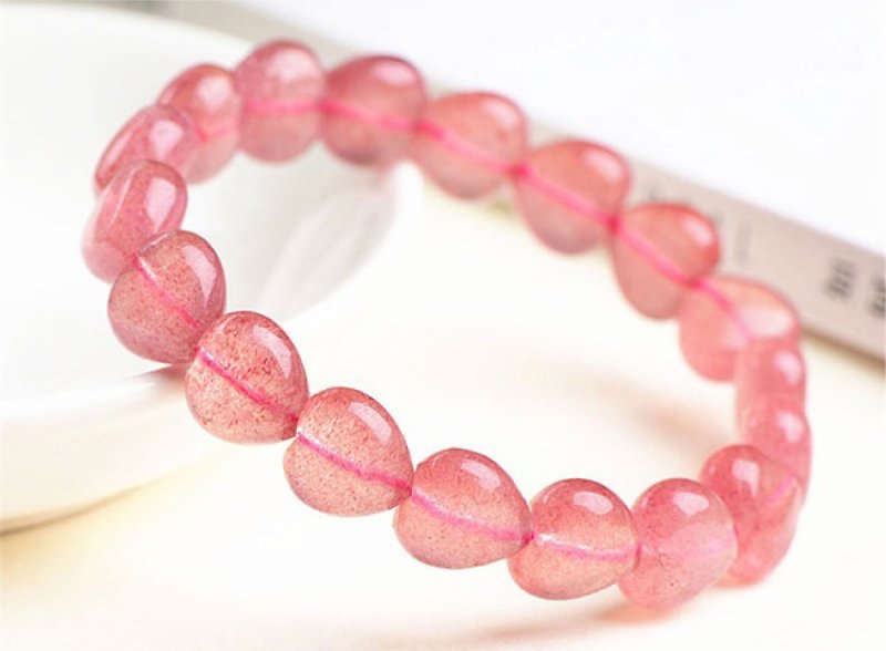 Heart Shaped Strawberry Crystals - Bracelets - Crystal 