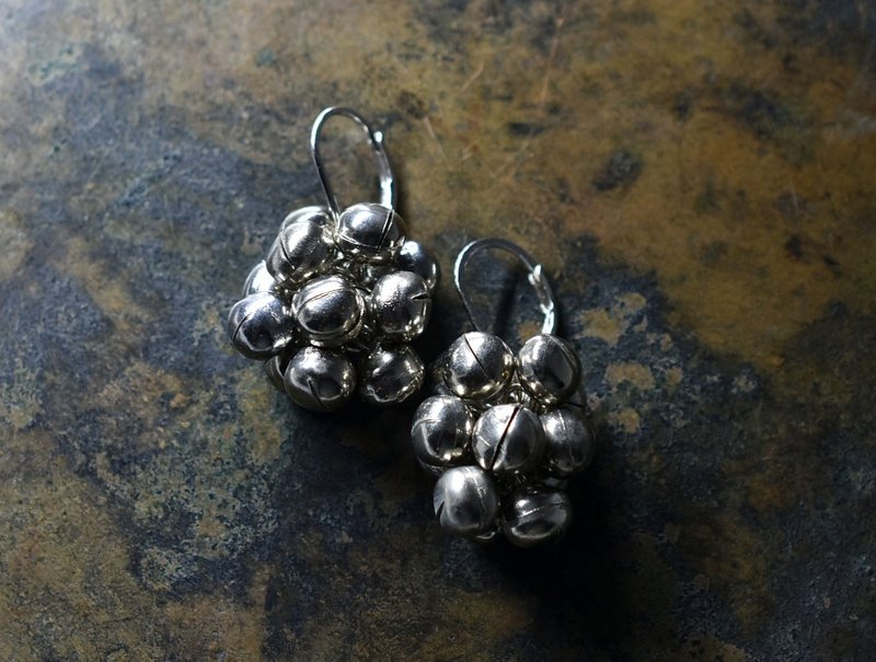 Bell-shaped pom-pom earrings - Earrings & Clip-ons - Other Metals Silver