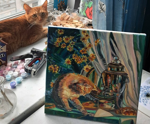 油絵 油彩 猫 オリジナル