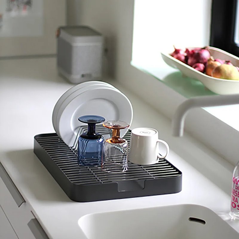 Design Bite Stainless Steel Dish Rack - ชั้นวาง/ตะกร้า - โลหะ สีน้ำเงิน