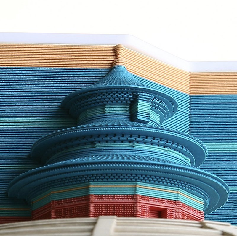 Temple of Heaven Prayer for Good Harvest 3D three-dimensional laser paper carving bookmark sticky note dual-use design business gift - Sticky Notes & Notepads - Paper Multicolor