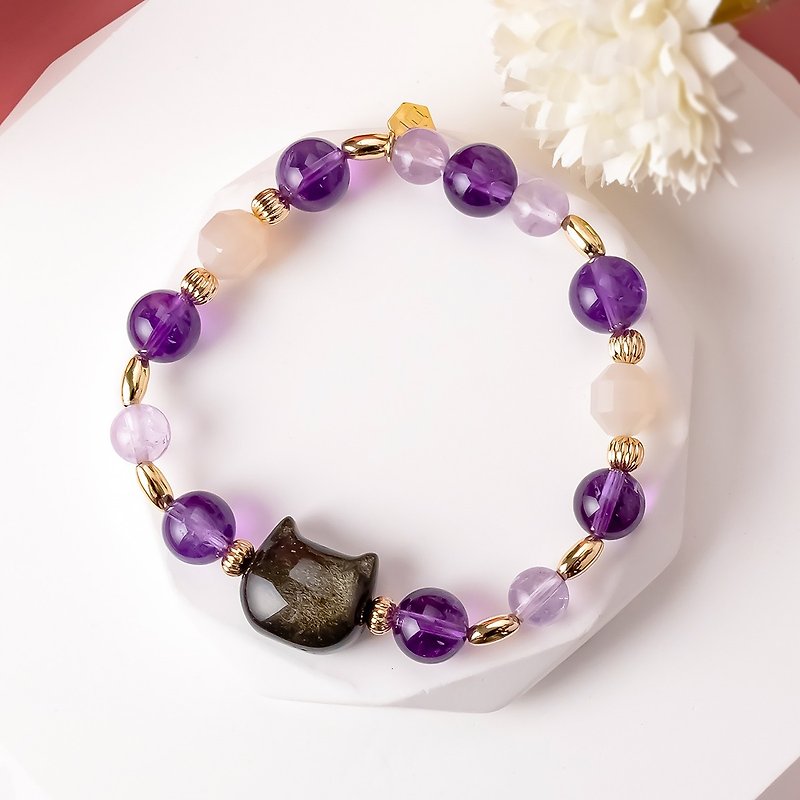 [Exclusive Customization] Purple Cat - Stone/Amethyst - สร้อยข้อมือ - คริสตัล สีม่วง