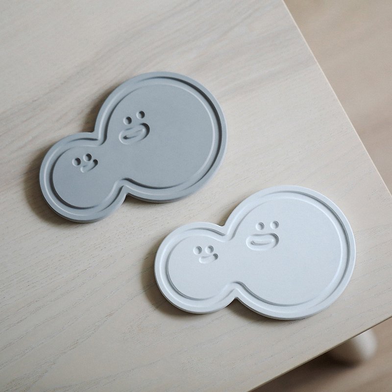 BOPOMOO diatomaceous earth double-cup coaster - Coasters - Cement Gray