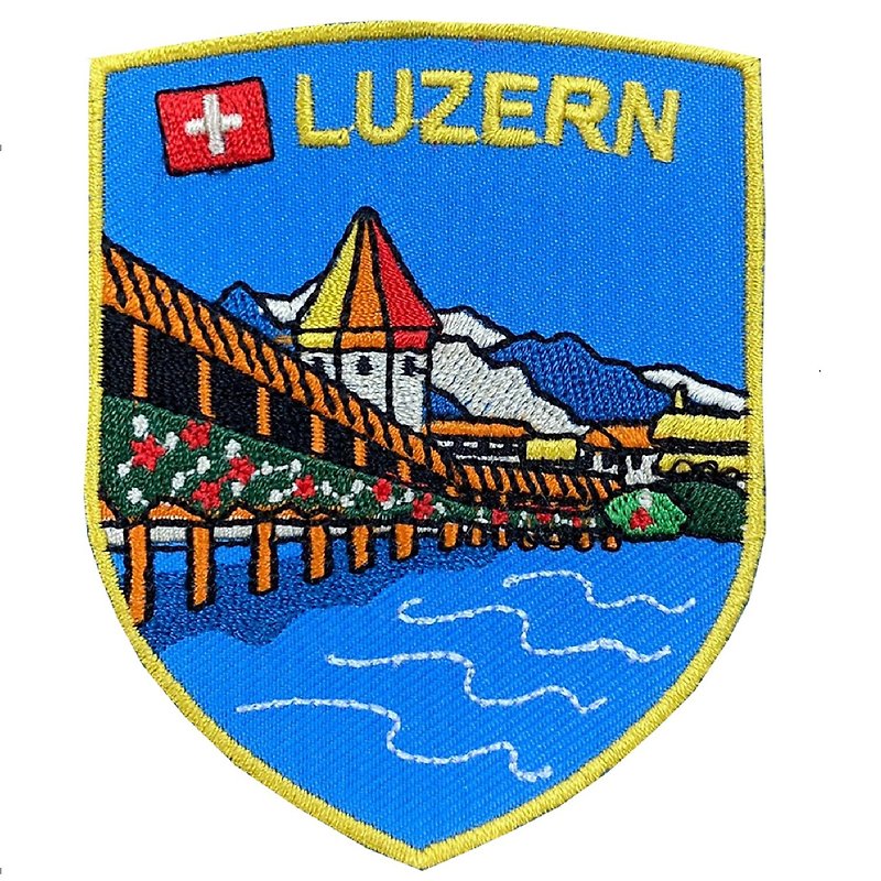 Swiss Lucerne Embroidery Patch Electric Embroidery Patch Adhesive Patch Landmark Embroidery Morale Chapter Patch Patch - Badges & Pins - Thread Multicolor
