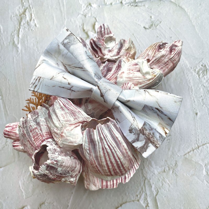Style 0256  Marble Print Bowtie -  Gift& Wedding Bowtie - สร้อยติดคอ - เส้นใยสังเคราะห์ ขาว