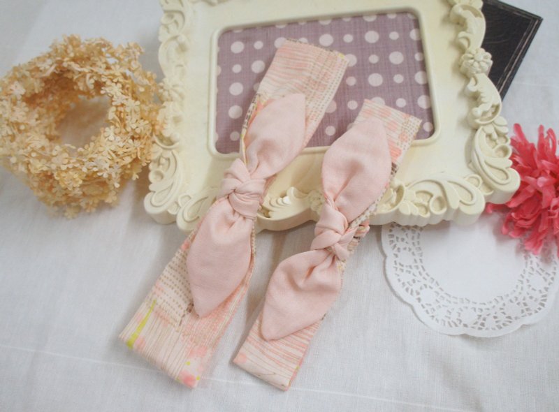 日本二重紗 親子款綁結髮帶 粉嫩水彩 蕾絲花 母女裝 手工髮帶
