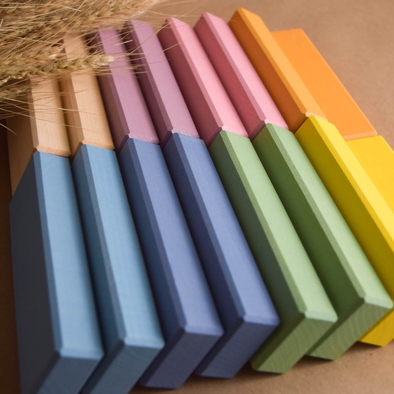 Wooden Bricks Toys Pastel Montessori Building Blocks Set for Kids - 寶寶/兒童玩具/玩偶 - 木頭 粉紅色