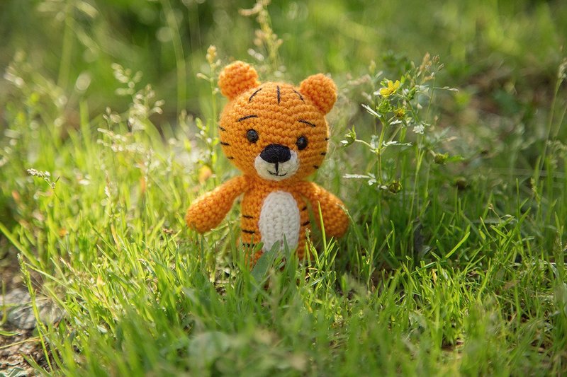 Crochet tiger, Crochet tiger Stuffed toy, tiger toy,  knitted tiger - 寶寶/兒童玩具/玩偶 - 羊毛 橘色