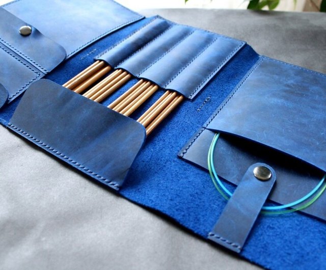 Real Leather needle case Knitting organizer Knitting Needle